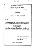 Quy trình kiểm toán doanh thu bán hàng và nợ phải thu tại công ty TNHH kiểm toán và tư vấn a  c 