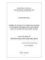 Nghiên cứu đánh giá các thông số vận hành của hệ thống tiết kiệm năng lượng trong nhà nấu tại nhà máy bia sài gòn   hà nội 