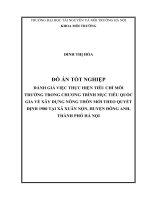 ĐÁNH GIÁ VIỆC THỰC HIỆN TIÊU CHÍ MÔI TRƯỜNG TRONG CHƯƠNG TRÌNH MỤC TIÊU QUỐC GIA VỀ XÂY DỰNG NÔNG THÔN MỚI THEO QUYẾT ĐỊNH 1980 TẠI XÃ XUÂN NỘN, HUYỆN ĐÔNG ANH,  THÀNH PHỐ HÀ NỘI