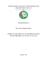 NGHIÊN CỨU ĐẶC ĐIỂM VẬN TẢI ẨM THỜI KỲ GIÓ MÙA MÙA HÈ TRÊN KHU VỰC TÂY BẮC VÀ LÂN CẬN