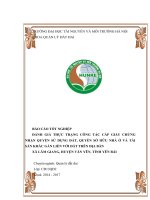 ĐÁNH GIÁ THỰC TRẠNG CÔNG TÁC CẤP GIẤY CHỨNG NHẬN QUYỀN SỬ DỤNG ĐẤT, QUYỀN SỞ HỮU NHÀ Ở VÀ TÀI SẢN KHÁC GẮN LIỀN VỚI ĐẤT TRÊN ĐỊA BÀN  XÃ LÂM GIANG, HUYỆN VĂN YÊN, TỈNH YÊN BÁI