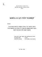 Giải pháp hoàn thiện công tác phân tích tài chính tại công ty trách nhiệm hữu hạn một thành viên hợp thịnh (Khóa luận tốt nghiệp)