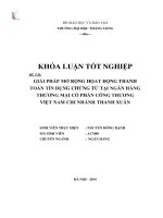 Giải pháp mở rộng cho hoạt động thanh toán tín dụng chứng từ taị ngân hàng thương mại cổ phần công thương việt nam chi nhánh thanh xuân (Khóa luận tốt nghiệp)