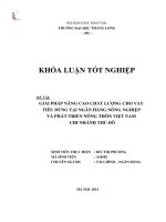 Giải pháp nâng cao chất lượng cho vay tiêu dùng tại ngân hàng nông nghiệp và phát triển nông thôn việt nam chi nhánh thủ đô 2 (Khóa luận tốt nghiệp)