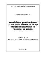 ĐẢNG bộ CÔNG AN TRUNG ƢƠNG LÃNH đạo xây DỰNG đội NGŨ GIẢNG VIÊN các học VIỆN, TRƢỜNG đại học CÔNG AN NHÂN dân từ năm 2001 đến năm 2010