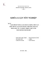 Giải pháp nâng cao chất lượng cho vay tiêu dùng tại Ngân hàng thương mại cổ phần đầu tư và phát triển Việt Nam chi nhánh Thành Đô (Khóa luận tốt nghiệp)