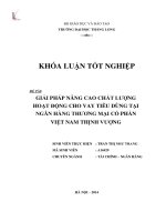 Giải pháp nâng cao chất lượng hoạt động cho vay tiêu dùng tại ngân hàng thương mại cổ phần Việt Nam Thịnh Vượng (Khóa luận tốt nghiệp)