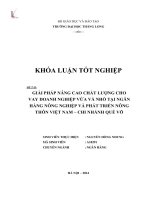 Giải pháp nâng cao chất lượng cho vay doanh nghiệp vừa và nhỏ tại ngân hàng nông nghiệp và phát triển nông thôn Việt Nam chi nhánh Quế Võ (Khóa luận tốt nghiệp)