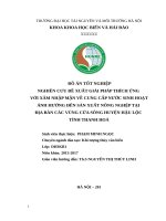 NGHIÊN CƯU ĐỀ XUẤT GIẢI PHÁP THÍCH ỨNG  VỚI XÂM NHẬP MẶN VỀ CUNG CẤP NƯỚC SINH HOẠT ẢNH HƯỞNG ĐẾN SẢN XUẤT NÔNG NGHỆP TẠI  ĐỊA BÀN CÁC VÙNG CỬA SÔNG HUYỆN HẬU LỘC  TỈNH THANH HOÁ