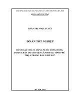 ĐÁNH GIÁ CHẤT LƯỢNG NƯỚC SÔNG HỒNG ĐOẠN CHẢY QUA HUYỆN LÂM THAO, TỈNH PHÚ THỌ 6 THÁNG ĐẦU NĂM 2017