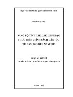 ĐẢNG bộ TỈNH đắk lắk LÃNH đạo THỰC HIỆN CHÍNH SÁCH dân tộc từ năm 2003 đến năm 2015