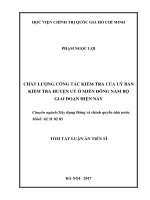 CHẤT LƢỢNG CÔNG tác KIỂM TRA của uỷ BAN KIỂM TRA HUYỆN uỷ ở MIỀN ĐÔNG NAM bộ GIAI đoạn HIỆN NAY tt