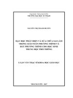 Dạy học phát hiện và sửa chữa sai lầm trong giải toán phương trình và bất phương trình cho HS trung học phổ thông (LV thạc sĩ)