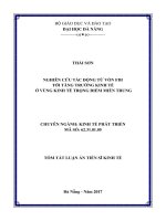 Nghiên cứu tác động từ vốn FDI tới tăng trưởng kinh tế ở vùng kinh tế trọng điểm miền trung (tt) 