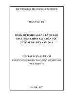 ĐẢNG bộ TỈNH đắk lắk LÃNH đạo THỰC HIỆN CHÍNH SÁCH dân tộc từ năm 2003 đến năm 2015 tt