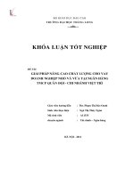 Giải pháp nâng cao chất lượng cho vay doanh nghiệp nhỏ và vừa tại Ngân hàng TMCP quân đội chi nhánh Việt trì (Khóa luận tốt nghiệp)