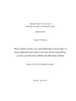 Phát triển năng lực mô hình hóa toán học ở học sinh khi dạy học các bài toán giải bằng cách lập phương trình, hệ phương trình (Khóa luận tốt nghiệp)