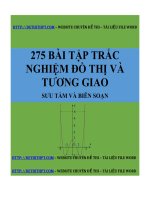 HÀM số   275 bài tập TRẮC NGHIỆM đồ THỊ và TƯƠNG GIAO   file word 