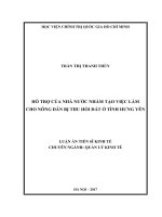 HỖ TRỢ của NHÀ nước NHẰM tạo VIỆC làm CHO NÔNG dân bị THU hồi đất ở TỈNH HƢNG yên