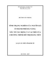 Tình trạng nghèo của người già ở thành phố đà nẵng yếu tố tác động và vai trò của chương trình hỗ trợ bằng tiền 