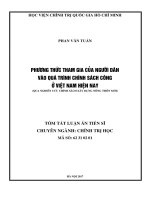 PHưƠNG THỨC THAM GIA của NGưỜI dân vào QUÁ TRÌNH CHÍNH SÁCH CÔNG ở VIỆT NAM HIỆN NAY (QUA NGHIÊN cứu CHÍNH SÁCH xây DỰNG NÔNG THÔN mới) tt