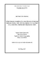 Tình trạng nghèo của người già ở thành phố đà nẵng yếu tố tác động và vai trò của chương trình hỗ trợ bằng tiền (tt) 