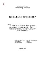 Giải pháp nâng cao hiệu quả sử dụng vốn lưu động tại công ty tnhh xuất nhập khẩu và đầu tư Nam việt phát (Khóa luận tốt nghiệp)