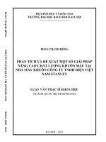 Phân tích và đề xuất một số giải pháp nâng cao chất lượng khuôn mẫu tại nhà máy khuôn công ty TNHH điện việt nam stanley 