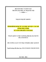 Tình hình kinh tế xã hội huyện cầu kè (tỉnh trà vinh) từ năm 1986 đến năm 2015 