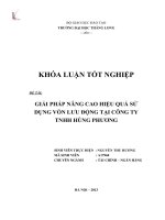 Giải pháp nâng cao hiệu quả sử dụng vốn lưu động tại công ty TNHH Hùng Phương (Khóa luận tốt nghiệp)