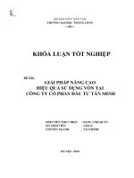 Giải pháp nâng cao hiệu quả sử dụng vốn tại công ty cổ phần đầu tư tân minh (khóa luận tốt nghiệp)