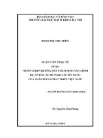 Hoàn thiện hướng dẫn thẩm định tài chính dự án đầu tư đề nghị cấp tín dụng của ngân hàng phát triển việt nam 