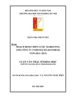 Hoạch định chiến lược marketing cho công ty TNHH hải hà   kotobuki năm 2011 2013 