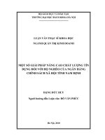 Một số giải pháp nâng cao chất lượng tín dụng đối với hộ nghèo của ngân hàng chính sách xã hội tỉnh nam định 