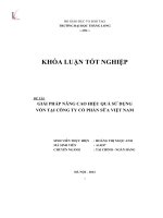 Giải pháp nâng cao hiệu quả sử dụng vốn tại công ty cổ phần sữa việt nam (Khóa luận tốt nghiệp)