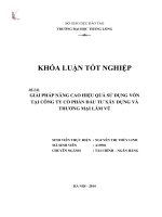 Giải pháp nâng cao hiệu quả sử dụng vốn tại công ty cổ phần đầu tư xây dựng và thương mại lâm vũ (khóa luận tốt nghiệp)