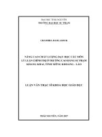 Nâng cao chất lượng dạy học các môn Lý luận chính trị ở trường Cao đẳng Sư phạm Khang Khai, tỉnh Xiêng Khoảng  Lào (LV thạc sĩ)