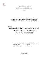 Giải pháp nâng cao hiệu quả sử dụng vốn lưu động tại công ty TNHH Sam (Khóa luận tốt nghiệp)