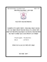 Nghiên cứu kiến thức, thái độ, thực hành về các biện pháp tránh thai của sinh viên một số trường đại họccao đẳng thành phố hà nội và hiệu quả giải pháp can thiệp (tt) 