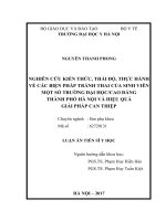 Nghiên cứu kiến thức, thái độ, thực hành về các biện pháp tránh thai của sinh viên một số trường đại họccao đẳng thành phố hà nội và hiệu quả giải pháp can thiệp 