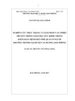 Nghiên cứu thực trạng và giải pháp can thiệp truyền thông giáo dục sức khỏe trong kiểm soát bệnh hen phế quản ở người trưởng thành tại huyện An Dương, Hải Phòng (FULL TEXT)