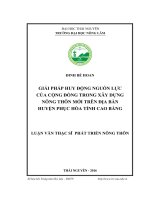 Giải pháp huy động nguồn lực của cộng đồng trong xây dựng nông thôn mới trên địa bàn huyện Phục Hòa tỉnh Cao Bằng (LV thạc sĩ)