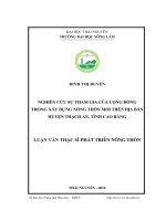 Nghiên cứu sự tham gia của cộng đồng trong xây dựng nông thôn mới trên địa bàn huyện Thạch An  tỉnh Cao Bằng (LV thạc sĩ)