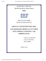 Đề tài: Khảo sát thành phần hóa học cao methanol trong lá cây chùm ngây