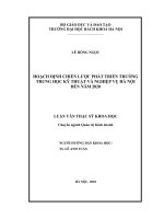 Hoạch định chiến lược phát triển trường trung học kỹ thuật và nghiệp vụ hà nội đến năm 2020 