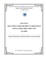 Bài giảng Công nghệ chế biến và kiểm soát chất lượng thịt, thủy sản