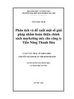 Phân tích và đề xuất một số giải pháp nhằm hoàn thiện chính sách marketing mix cho công ty tiến nông thanh hóa 
