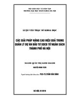 Các giải pháp nâng cao hiệu quả trong quản lý dự án đầu tư xây dựng cơ bản từ ngân sách thành phố hà nội 