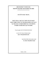 Phân tích và đề xuất một số giải pháp hoàn thiện công tác kế hoạch hóa sản xuất tại nhà máy cơ khí chính xác nằm trong tổ hợp cơ khí chế tạo vinashin 