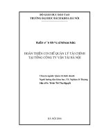 Hoàn thiện cơ chế quản lý tài chính tại tổng công ty vận tải hà nội 